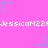 Pixelated pink background with repeating white text and cyan/purple star-shaped icons in a pattern
