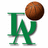 Green stylized 'N' with brown basketball on top, pixelated static image on white background.