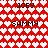 Red and white heart-patterned background with repeated text labels 'JOEY' and 'SAMMY' in pixelated font.