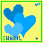identical pixelated blue heart icons on yellow backgrounds with green borders, each labeled 'SHARIL' in blue text below