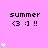 Pixelated pink background with repeated 'summer <3 :1 !!' text and white heart symbols in a pattern