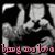 Pixelated grayscale figure with raised arms against black background, pink text at bottom.