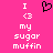 Pixelated pink background with white text and a black heart symbol arranged in two mirrored