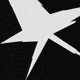 A star-shaped white burst on black background transitions to a character in red and yellow falling through blue sky with snow-like particles.