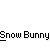 Pixelated character with long brown hair and blue headband skis across gray background, repeating 'Snow Bunny' text above.