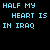 Pixelated text and heart symbols animate across a black background with repeated phrases and color-coded text elements.