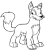Pixelated grayscale image of a stylized animal figure with large ears, dark eyes and nose, holding an object in its left paw.
