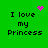 Green background with black text reading "I love my Princess" in four quadrants, each with a distinct pink pixelated symbol above or near the text.