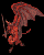 A 3-frame animated contact sheet showing a red dragon-like creature with wings, horns, and a tail in various poses against black backgrounds.