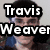 six showing a person in a blue shirt with text overlays changing , including 'Travis Weaver', 'BACK OFF', 'he's MINE!', and 'Travis' with a heart symbol