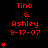 Red text on black background displays "Tino & Ashley 9-17-07" with varying heart counts in three , transitioning from one to five hearts per across frames