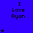 Blue background with repeated 'I Love Ryan' text and varying numbers of black star icons arranged in a pattern