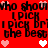 Red background with black pixelated text repeating 'who shoot who shoot I pick brii pick bri the best the best' and pink/white heart symbols.