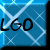 Blue -patterned square with 'LGO' text in black, displayed across multiple repeated