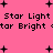 Pink background with black pixelated text and plus signs, repeating 'Star Light' and 'star Bright' in two