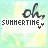 Animated contact sheet of a 5x5 grid showing sequential frames from an animated icon with 'oh, SUMMERTIME' text over a watercolor background.