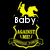 Yellow and white pixelated icon with 'Baby' text above a shield-like emblem, transitioning through multiple states showing evolving text.