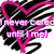 Pixelated heart-shaped design with pink outline and black-and-white striped background, displaying text changes from 'I never cared until I met' to 'you'.