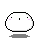 Pixel art character with white rounded body and black outline, showing multiple expressions including neutral face with pink cheeks, single eye with blush, blue exclamation mark, crossed eyes with red marks, and open mouth with question marks.