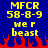 Blue background with yellow pixelated text reading 'MFCR 58-8-9 we r beast' and red pixelated flames at the bottom.