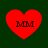 Four red heart shapes with black 'MOM' text on a dark green background, arranged in a