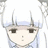 Pixelated anime-style character with light blue hair and dark eyes on a white background, accompanied by pixelated text reading "save me from that I am" arranged in four segments.