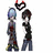 Two pixelated figures stand facing each other under a heart-shaped symbol with red accents.