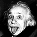 Black-and-white animated contact sheet of Albert Einstein's face with three distinct expressions across sampled frames, displayed in a 2x2 grid layout with one empty gray cell.