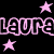 Static image with pink text and stars on black background, featuring repeated names 'laura' and 'jean' in stylized fonts surrounded by scattered star shapes.