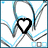 Pixelated heart-themed buddy icons with varying backgrounds and text overlays including "Love" and "John", displayed in a