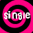 A 48x48 pixel animated buddy icon featuring the word "single" in white text over a pink and black spiral background, displayed across three sampled frames of an animation contact sheet with gray transparency background.