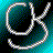 Pixelated icon with white CJK characters on a black background, surrounded by blue and green pixelated gradient edges.