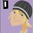 Pixelated character with blonde hair and black beanie, shown in three views against purple background with text overlays.