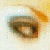 Animated sequence showing a character's eye opening, lips forming a heart shape, and a full face with blue text reading 'BL Mana' on white background.