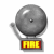 Six identical gray bell icons with yellow 'FIRE' text on red backgrounds arranged in two of three, each showing slight variations in the bell's arm position