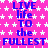 A static image with a bright pink background covered in white stars, displaying repeated blue text that reads "LIVE life TO the FULLEST" across multiple