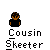 Pixelated avatar of a person with brown hair and black shirt, showing three variations with different speech bubbles and background colors.