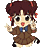 Four pixel-art frames of a chibi-style character with brown hair in twin buns, red hair ties, blue bow tie, and brown dress performing sequential hand gestures against gray background.
