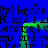 Blue background with repeated black text 'Dr. I broke it and I left because I resp' overlaid by a green glowing outline that shifts position across frames.