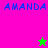 A split-screen icon with four quadrants showing the name "AMANDA" in blue pixelated text, two green stars, and distinct background colors.