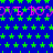 Blue background with green star pattern and pink text repeating 'LOVE TO LOVE' in three horizontal bands.