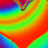 A vibrant, animated gradient pattern with shifting rainbow colors forming a V-shaped wave pattern across four quadrants.