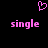 Pixelated pink heart symbol above two instances of the word 'single' in matching pixel font on black background.