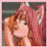 Pixelated anime-style icon with pink background featuring a character with long red hair and cat ears next to stacked text reading "Kitty Kitty Meow" in black font.