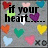 Pixelated heart-themed icon with text fragments and 'xO' symbols on a gray background.