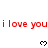 Red text 'i love you' repeated three times above three of pixelated heart icons on a white background, with the bottom partially cropped