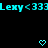 Cyan text "Lexy<333" repeats across black background with cyan pixel hearts above each instance, partially cropped on right.