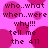 Pixelated text and pink circles on a bright pink background, repeating phrases like 'who..what when..were why!!! tell me the 411' in dark purple.