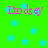 Green background with scattered light blue stars and pink text reading 'Linds e' in four quadrants.