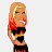 Pixelated cartoon woman with blonde hair and red highlights wearing a black crop top, standing next to stylized text reading "only you can light my fire" on white background.